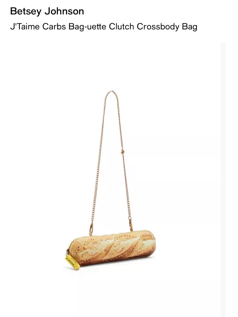 ISO Betsey Johnson JTaime Carbs Baguette Crossbody Bag 16in